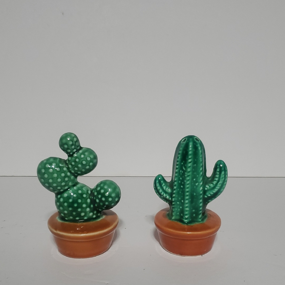 Cactus Shaped Salt and Pepper Shakers EUC